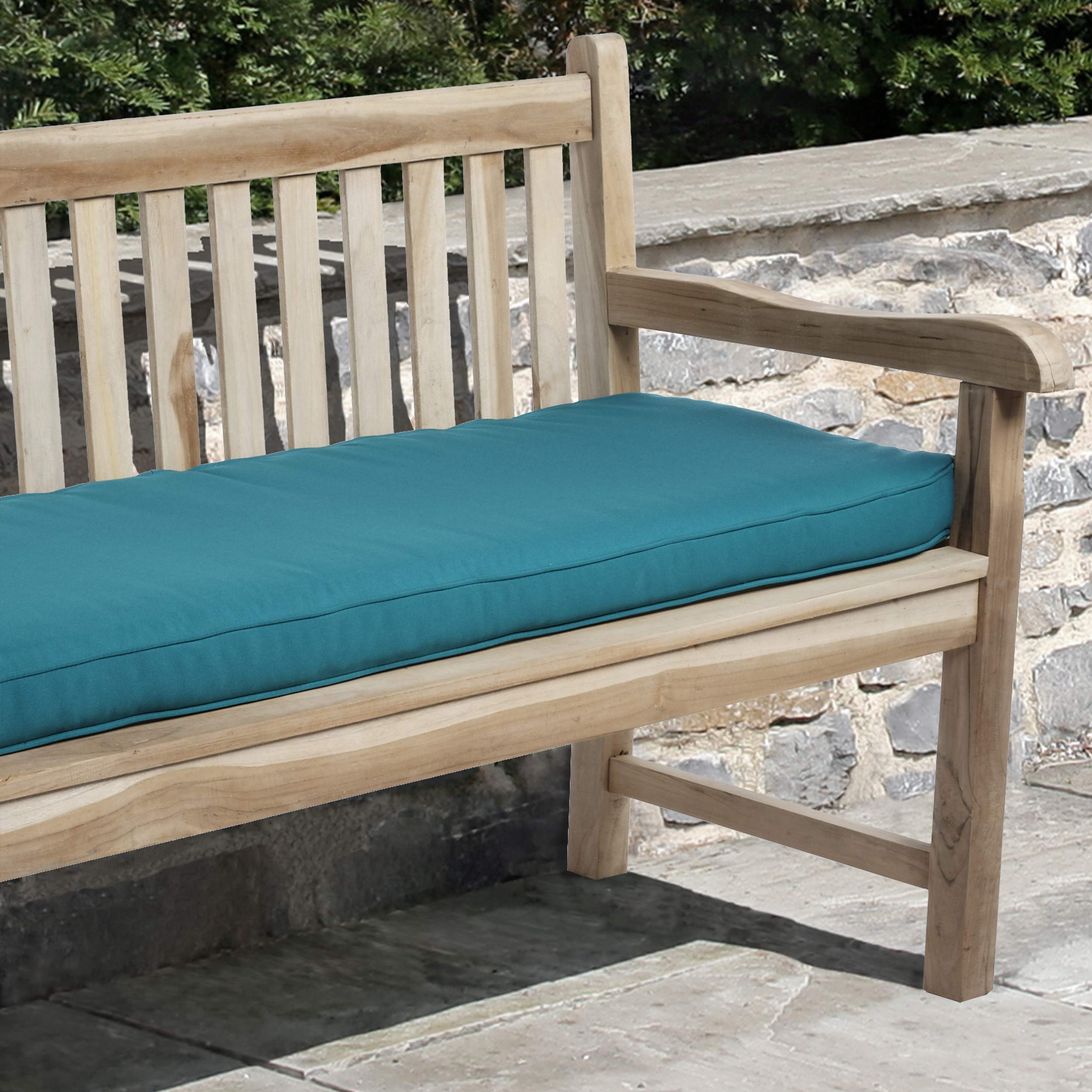 Sorra Home Sunbrella Corded Bench Cushion, 1 Count (Pack Of 1), Canvas Teal