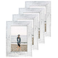 iRahmen 4X6 Picture Frame Distressed White with High Definition Glass 4 X 6 Photo Frames for Desktop Display and Wall Mounting.