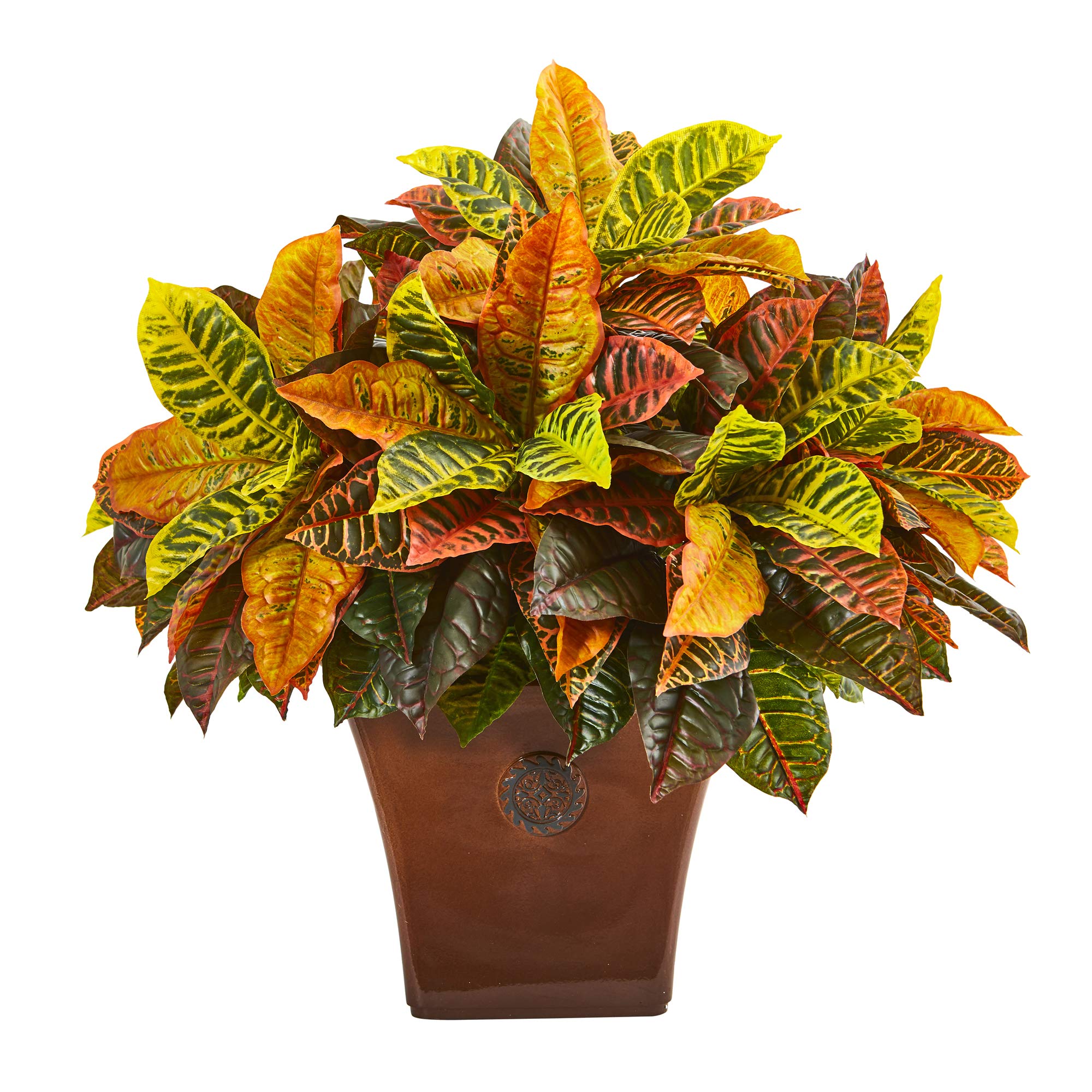 25 Garden Croton Artificial Plant In Brown Planter (Real Touch)