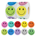 Yeachlaing 1.5 Inch Shiny Happy Face Stickers Circle Dots Labels Reward Stickers Teachers Stickers(1000Pcs,Multicolored)
