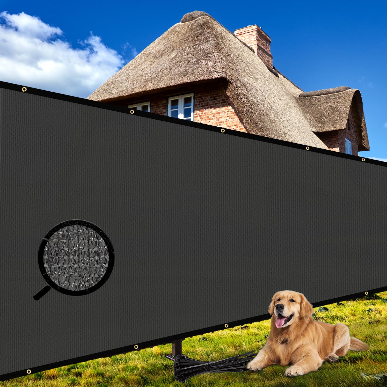 Shade&Beyond 4'X6' Customized Size Privacy Screen Fence Dark Gray 170 Gsm Fencing Mesh Shade Net Cover For Wall Garden Yard Back