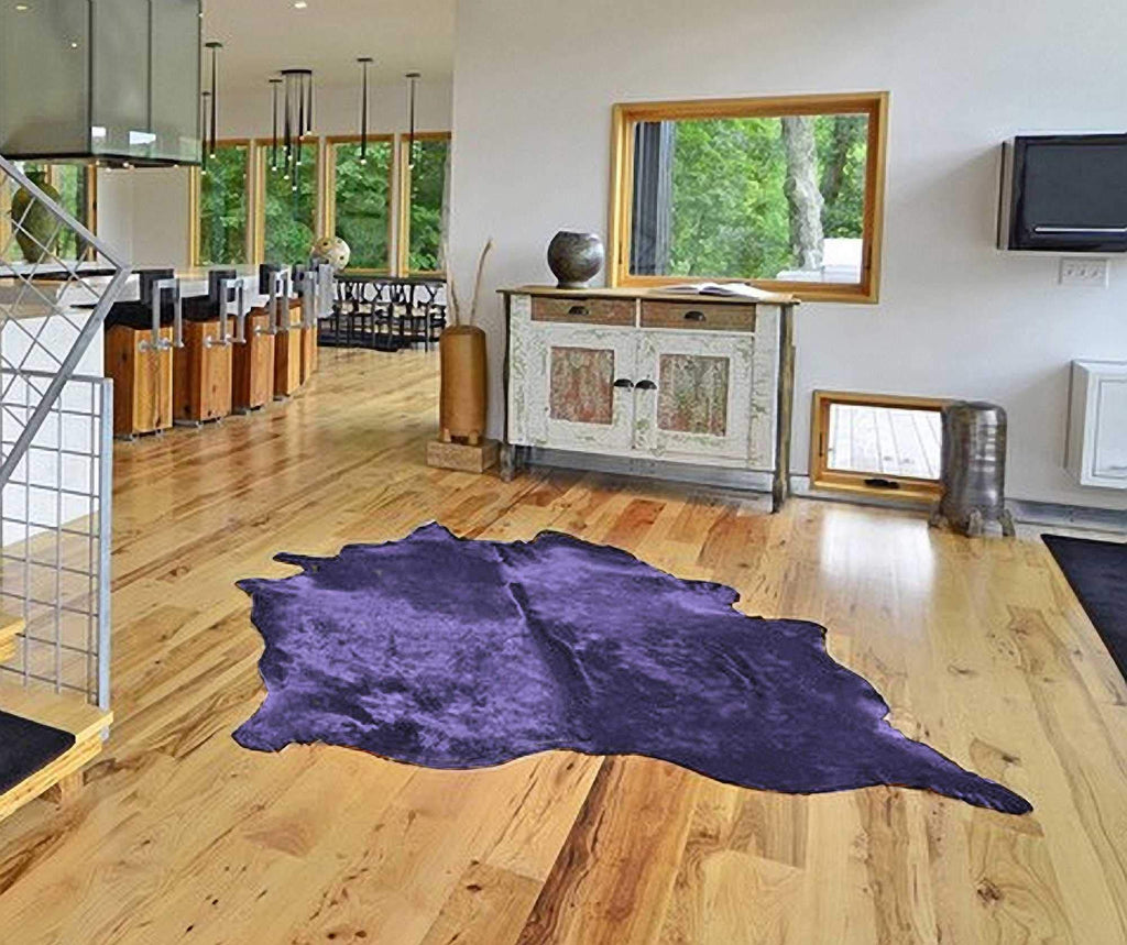 HomeRoots Cowhide, Microsuede 72' x 84' Purple, Cowhide - Rug
