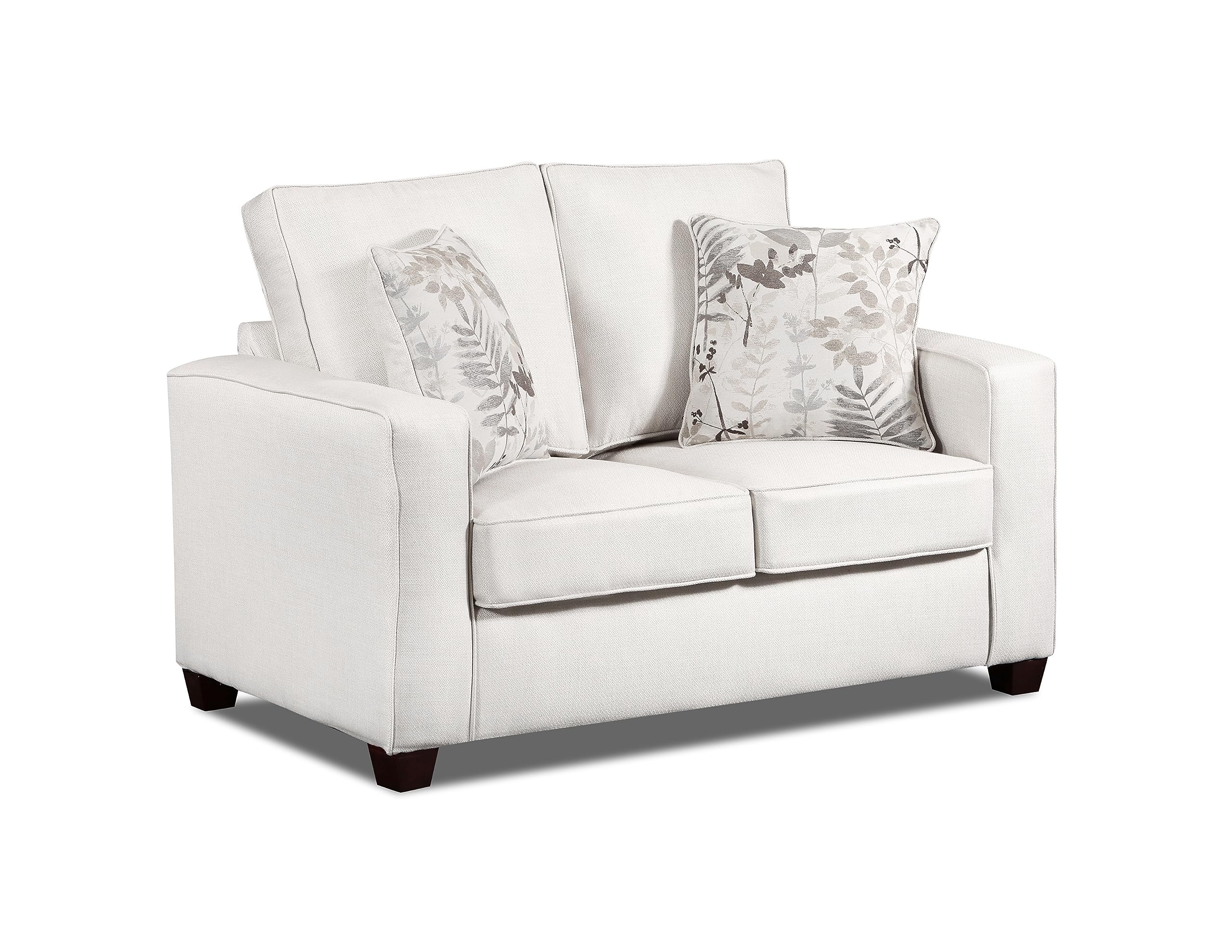 American Furniture Classics Relay Linen Loveseat with Two Throw Pillows Sofas, Soft Washed Cream Tweed