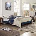 CasaFoyer  Loryn Platform Bed | Solid Wood Frame | Polyester Upholstery | Wooden Slat Support System | No Box Spring Needed | Memory Foam Compatible | Stylish Headboard Options | Ideal for Modern Bedrooms