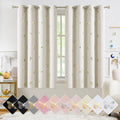 Jubilantex Butterfly Blackout Curtains 54' Long For Kids Bedroom, Beige And Gold Print Floral Butterfly Curtains With Black Lay