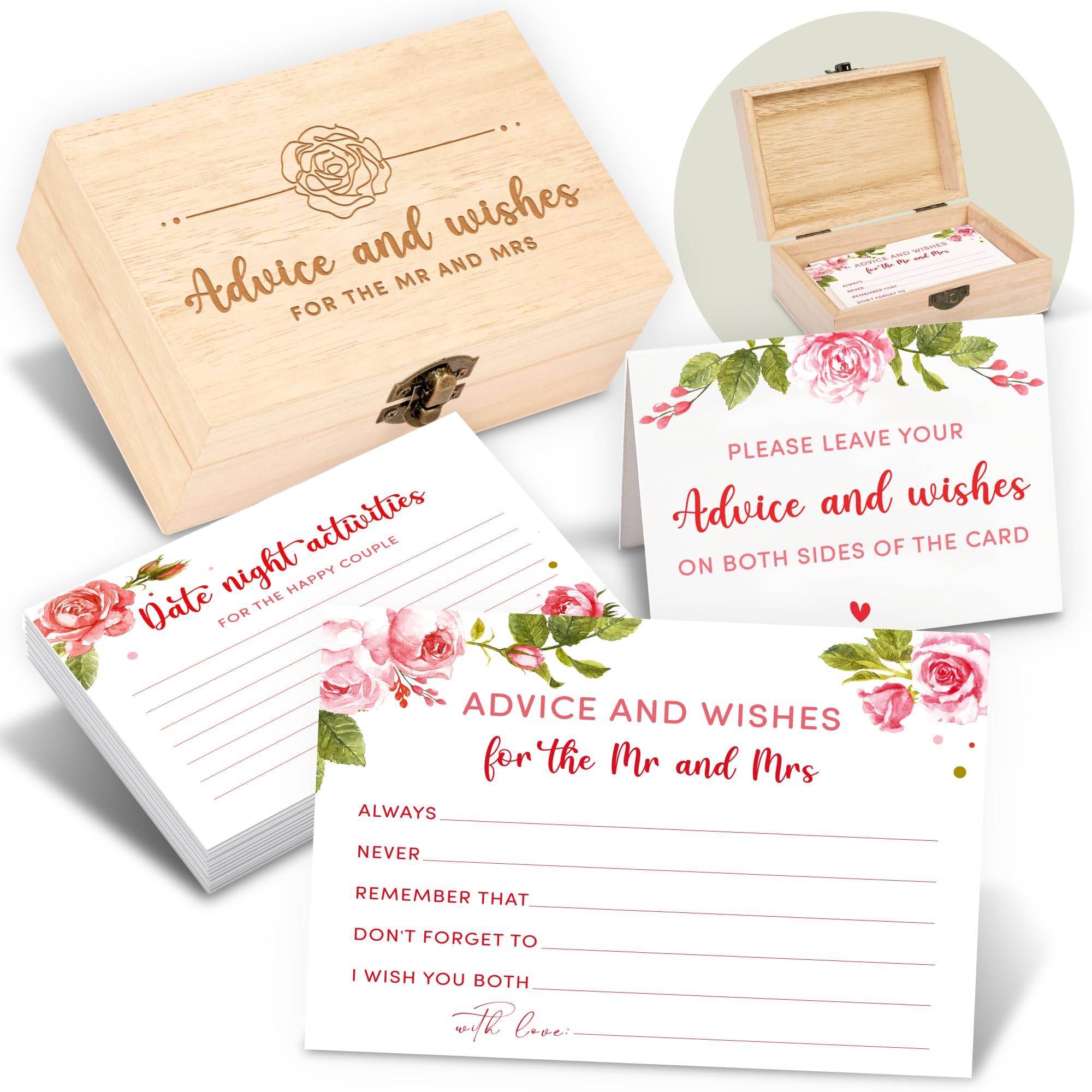 STOFINITY Advice and Wishes for The Mr and Mrs - Wedding Advice Cards for Bridal Shower Decorations, Bridal Shower Advice Cards 