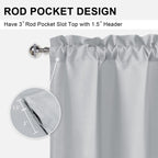 Dwcn Valance Curtains For Living Room, Rod Pocket Bathroom/Basement Curtain Valance Shot Topper, 1 Panel, 42 X 12 Inch, Silver G