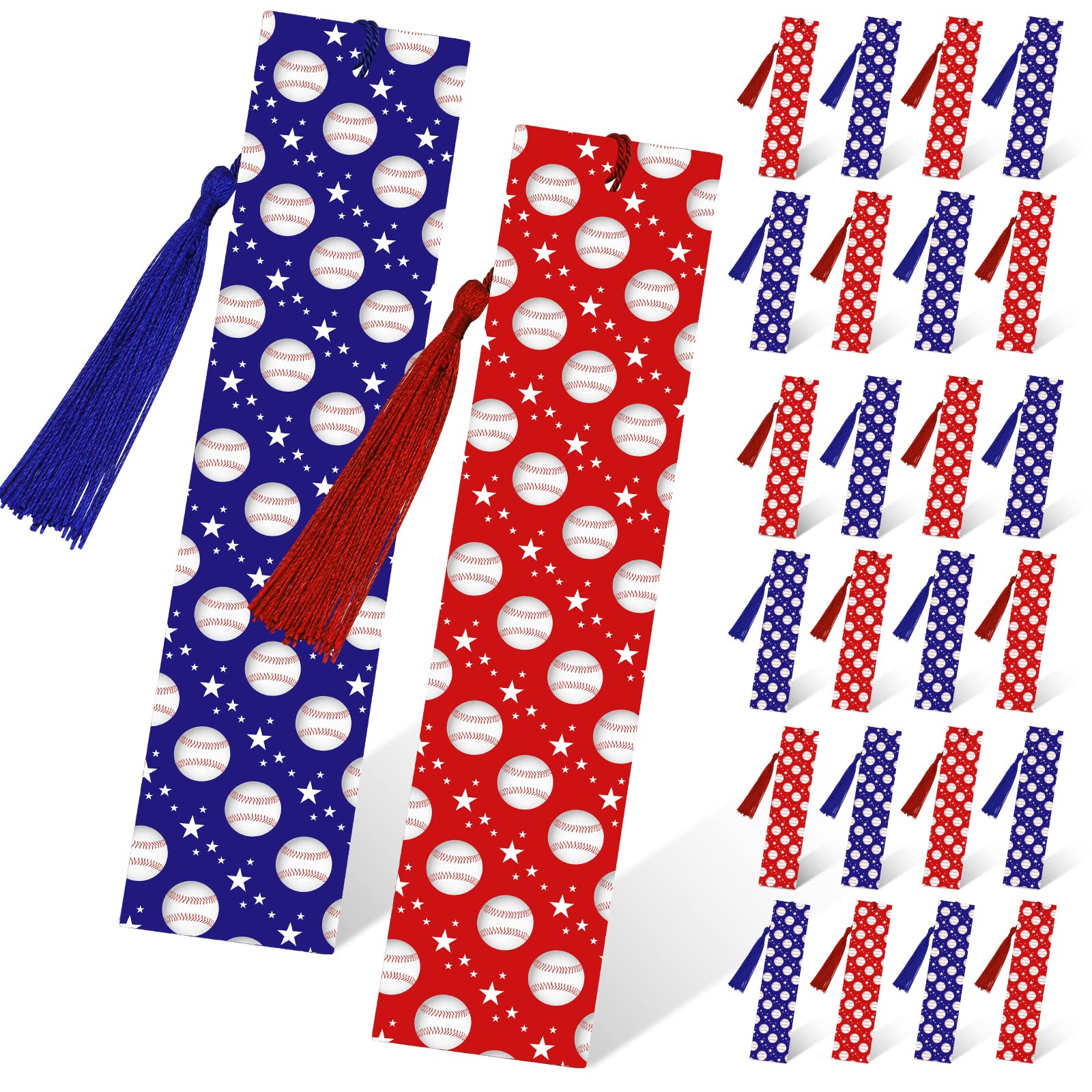 Baseball Bookmarks with Tassels - 24 Pcs Reading Bookmarks Gift for Teacher, Student, Classroom, School, Office Stationery - Enc