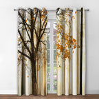 Jekeno Fall Tree Blackout Curtains Autumn Maple Tree Yellow Orange Leaves Brown Branch Wooden Nature Tree Decor Bedroom Living R