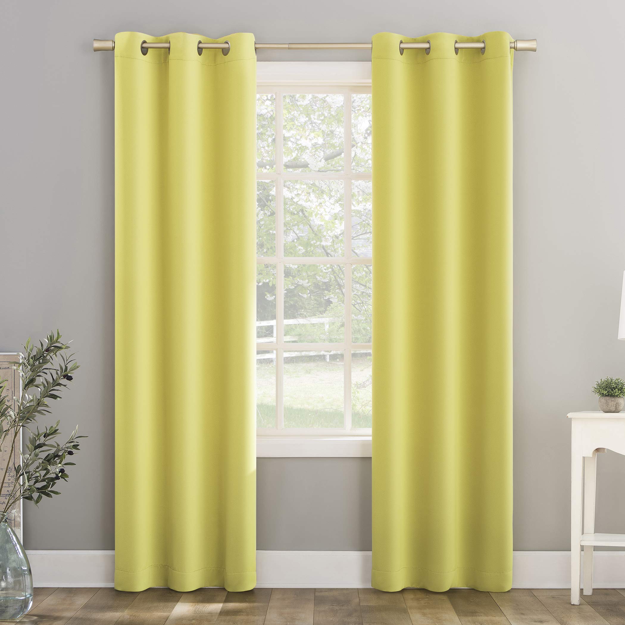 Sun Zero Riley Kids Bedroom Blackout Grommet Curtain Panel, 40' X 84', Lemon Yellow