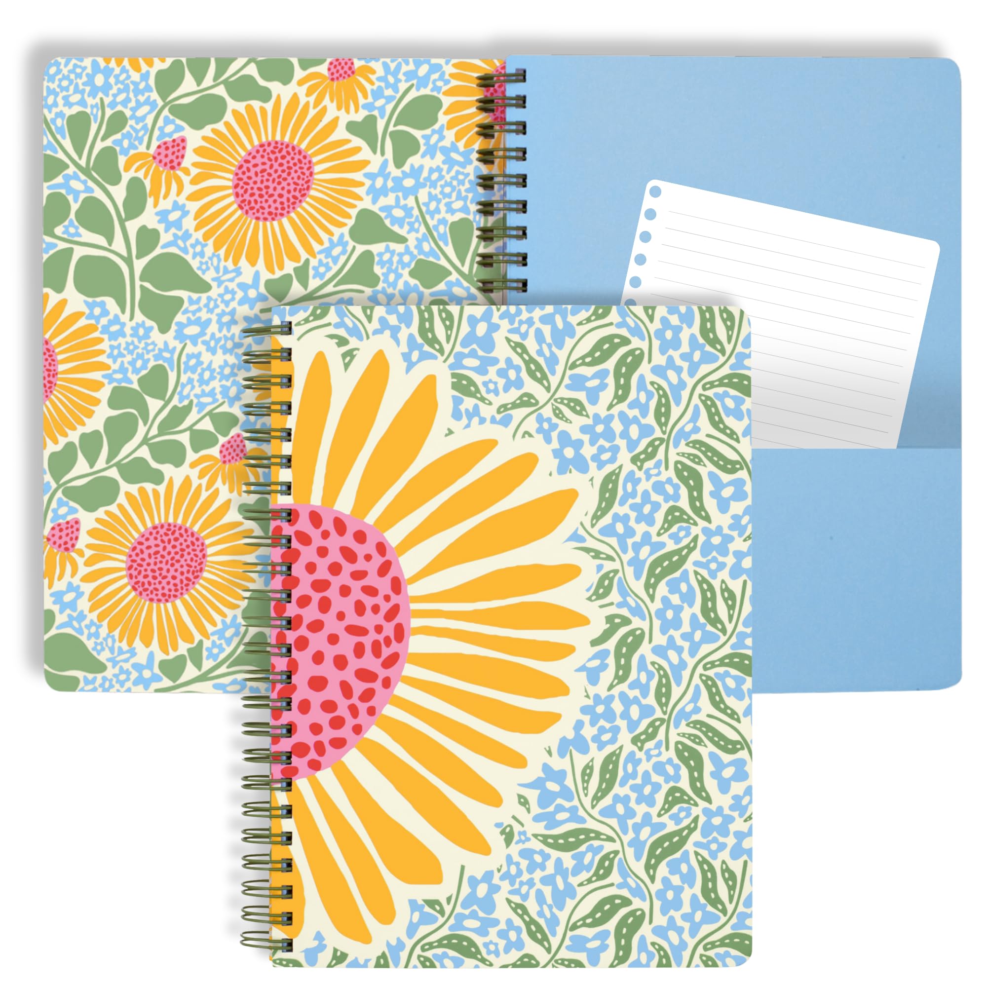 Steel Mill & Co Cute Mini Spiral Notebook, 8.25' X 6.25' Journal With Durable Hardcover And 160 Lined Pages (Sunflower)