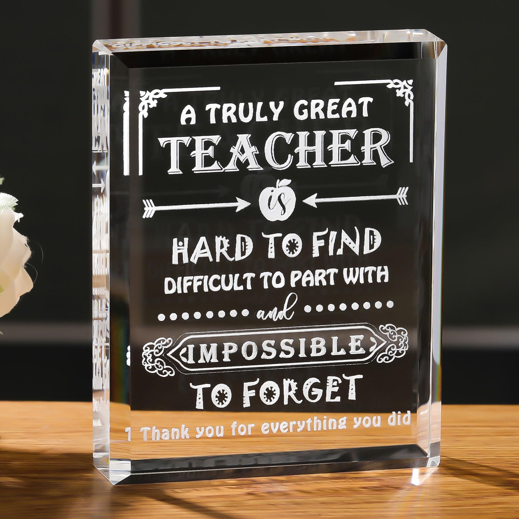 Movdyka Teacher Gifts for Women Men Crystal Keepsake, Laser Engraved Teachers Appreciation Gifts Ideas, Best Teacher Ever Gifts 