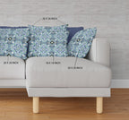 HomeRoots Blue White Black 16â€ Sapphire White Cloverleaf Boho Zippered Suede Throw Pillow