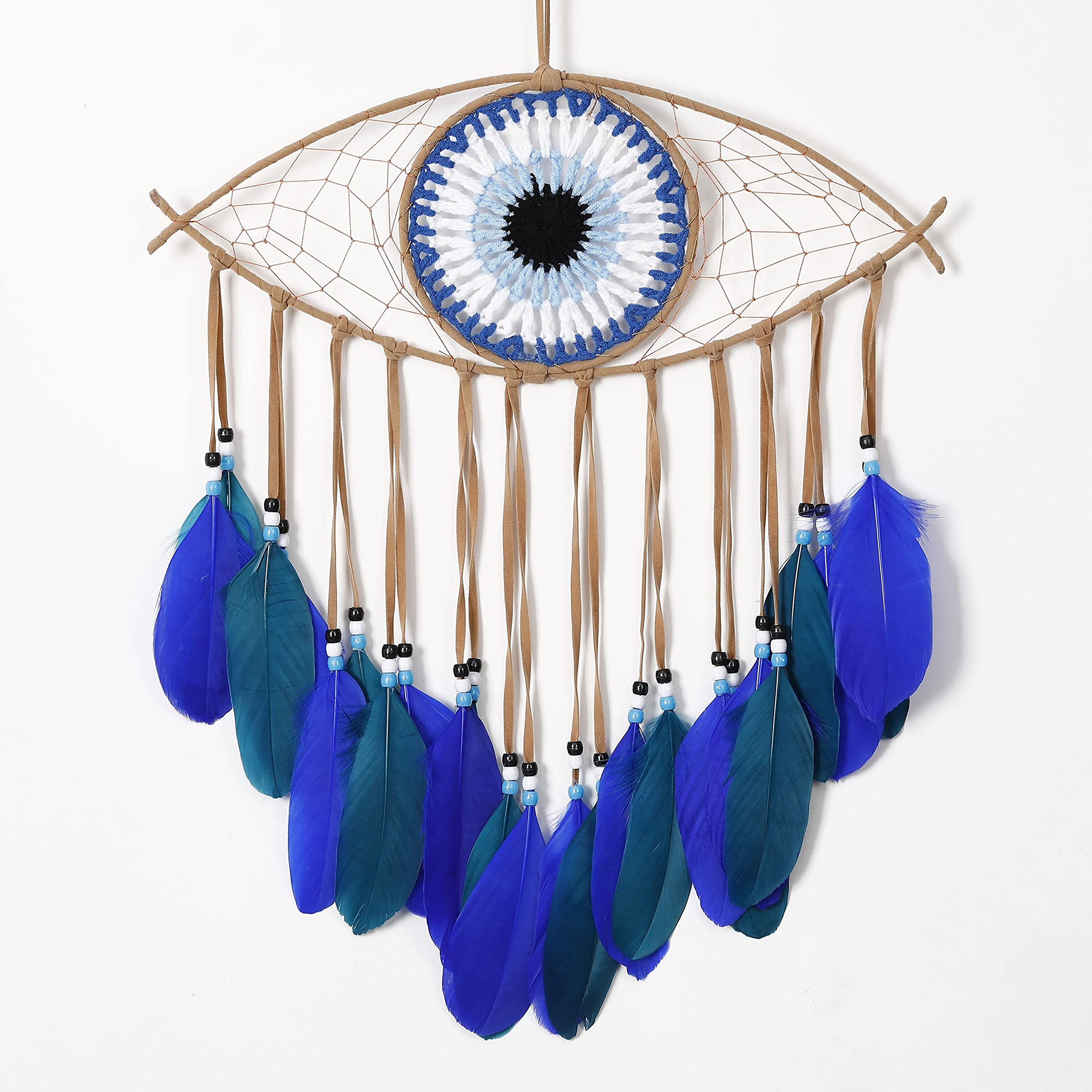 Holmgren Evil Eye Dream Catchers - Handmade Blue Dreamcatcher for Wall Art Apartment Decor, Good Luck Charm for Home Offices Liv