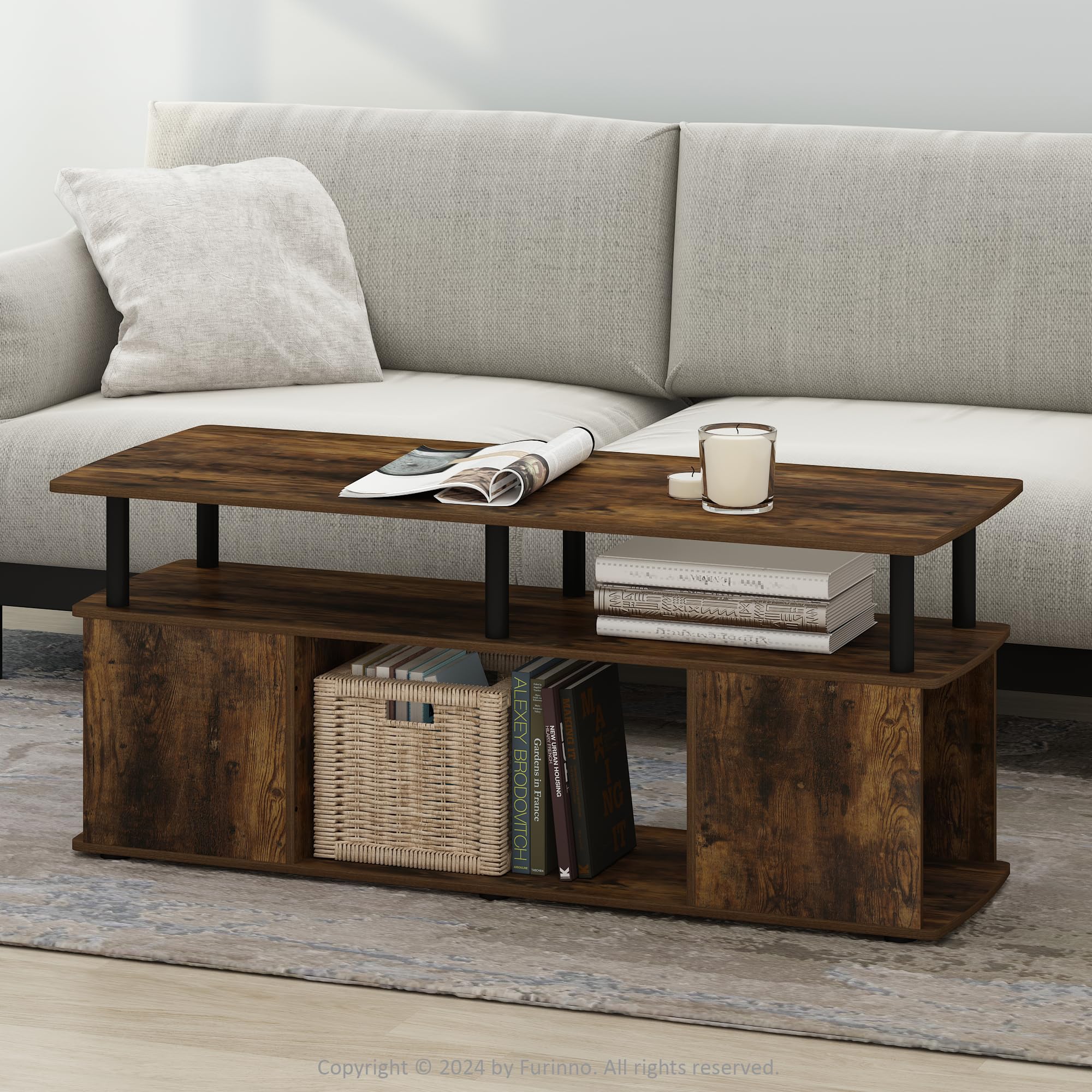 JAYA Utility Design Coffee Table, Amber Pine/Black