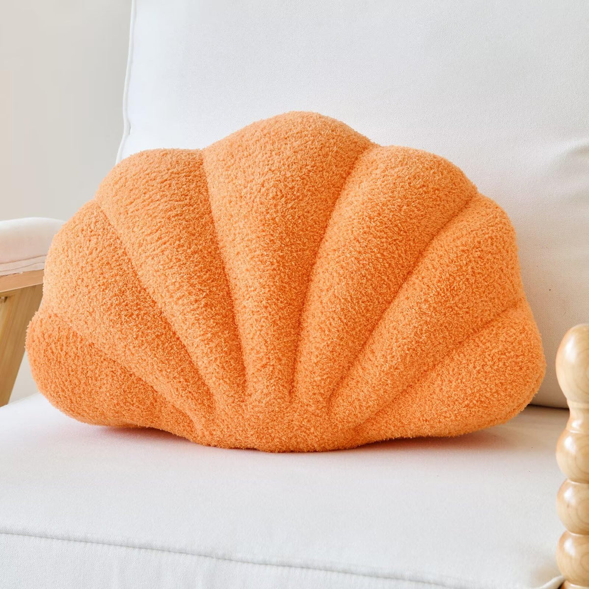 Lfsaaj Orange Seashell Throw Pillows, Shell Shaped Throw Pillows, 13 Inch Soft Home Decorative Pillow Plush Cushion For Bed Couc