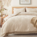 Zzlpp Twin Comforter Set 5 Pieces, Beige Tufted Bed In A Bag With Comforter And Sheets, All Season Boho Bedding Sets With 1 Comf