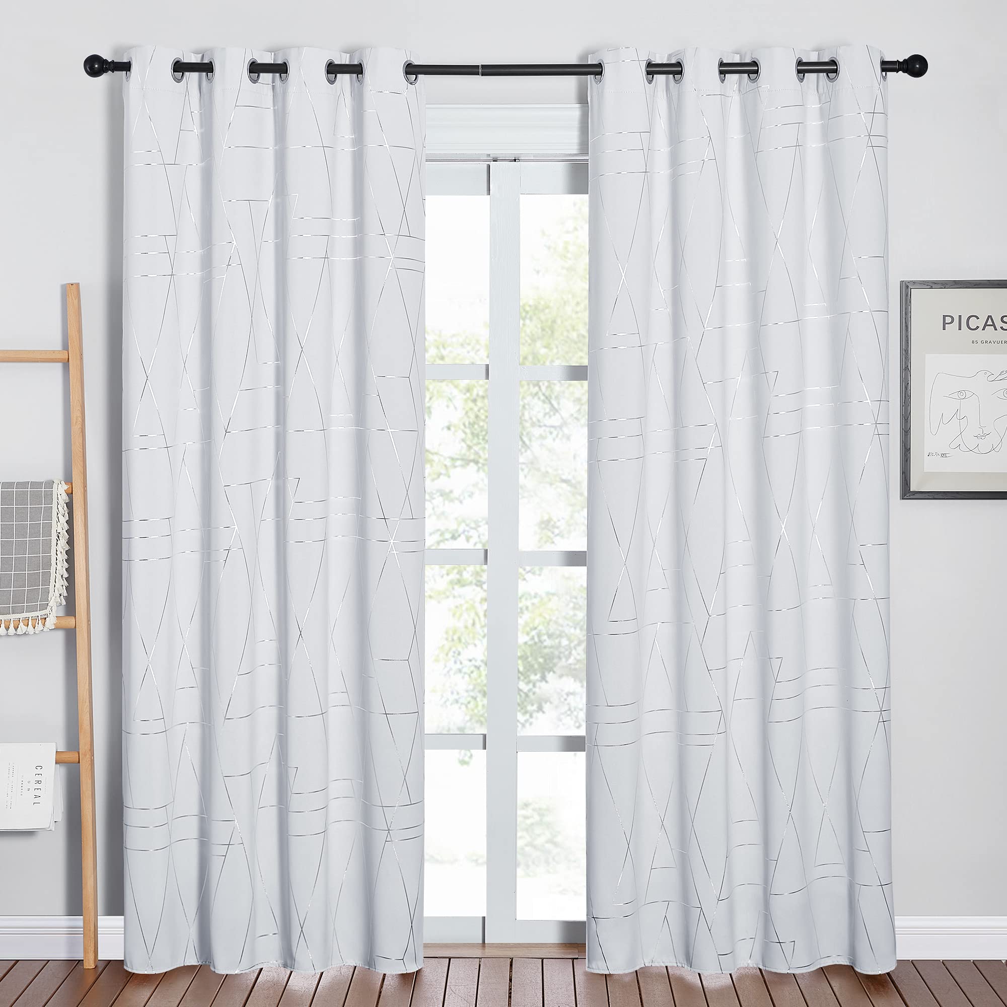 Nicetown Room Darkening Curtains For Living Room Thermal Insulated Grommet Room Darkening Drapes For Bedroom Decoration (2 Panel