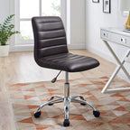 Modway Ripple Ribbed Armless Mid Back Swivel Computer Desk Office Chair In Brown