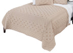 Rizzy Home | BQ4340 | Polyester Quilt | 90"x92" Brown/Pink/Nuetral Geometric