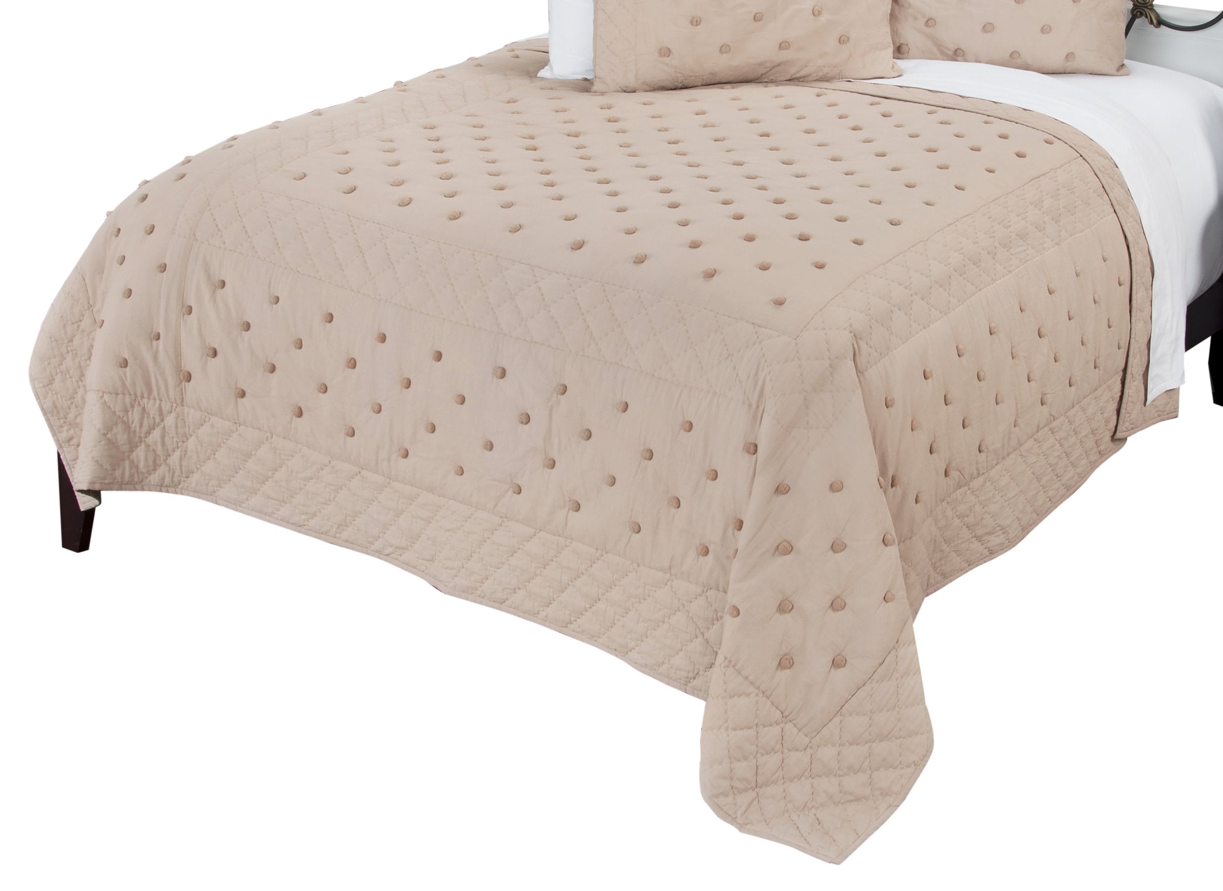 Rizzy Home | BQ4340 | Polyester Quilt | 90"x92" Brown/Pink/Nuetral Geometric