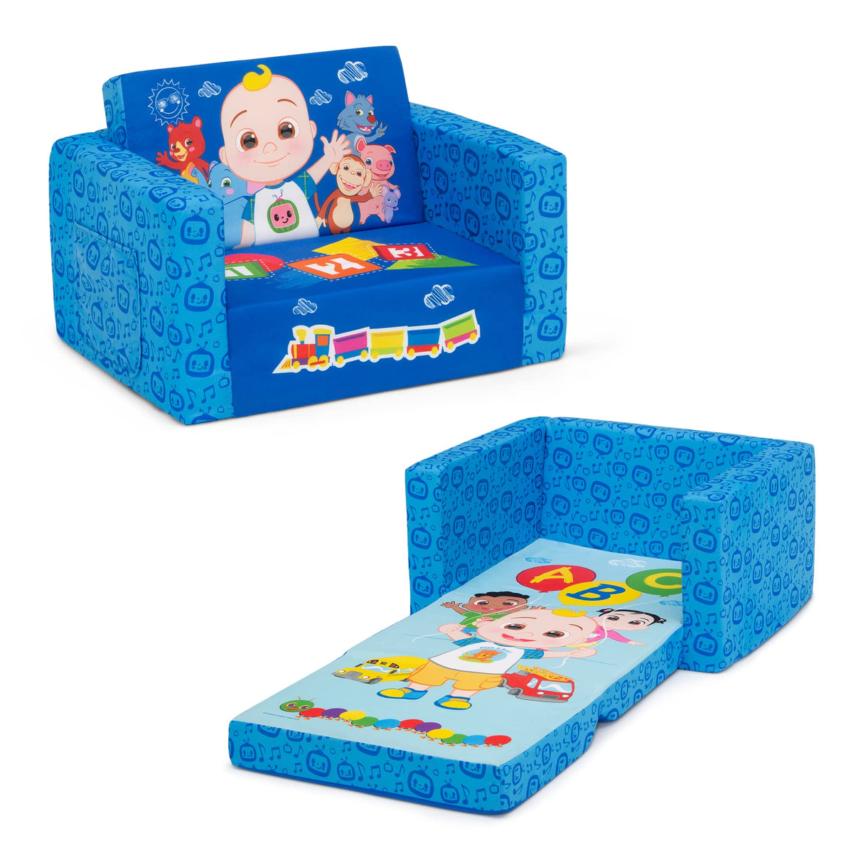 Delta Children Cocomelon Cozee Flip-Out Chair - 2-In-1 Convertible Sofa To Lounger For Kids