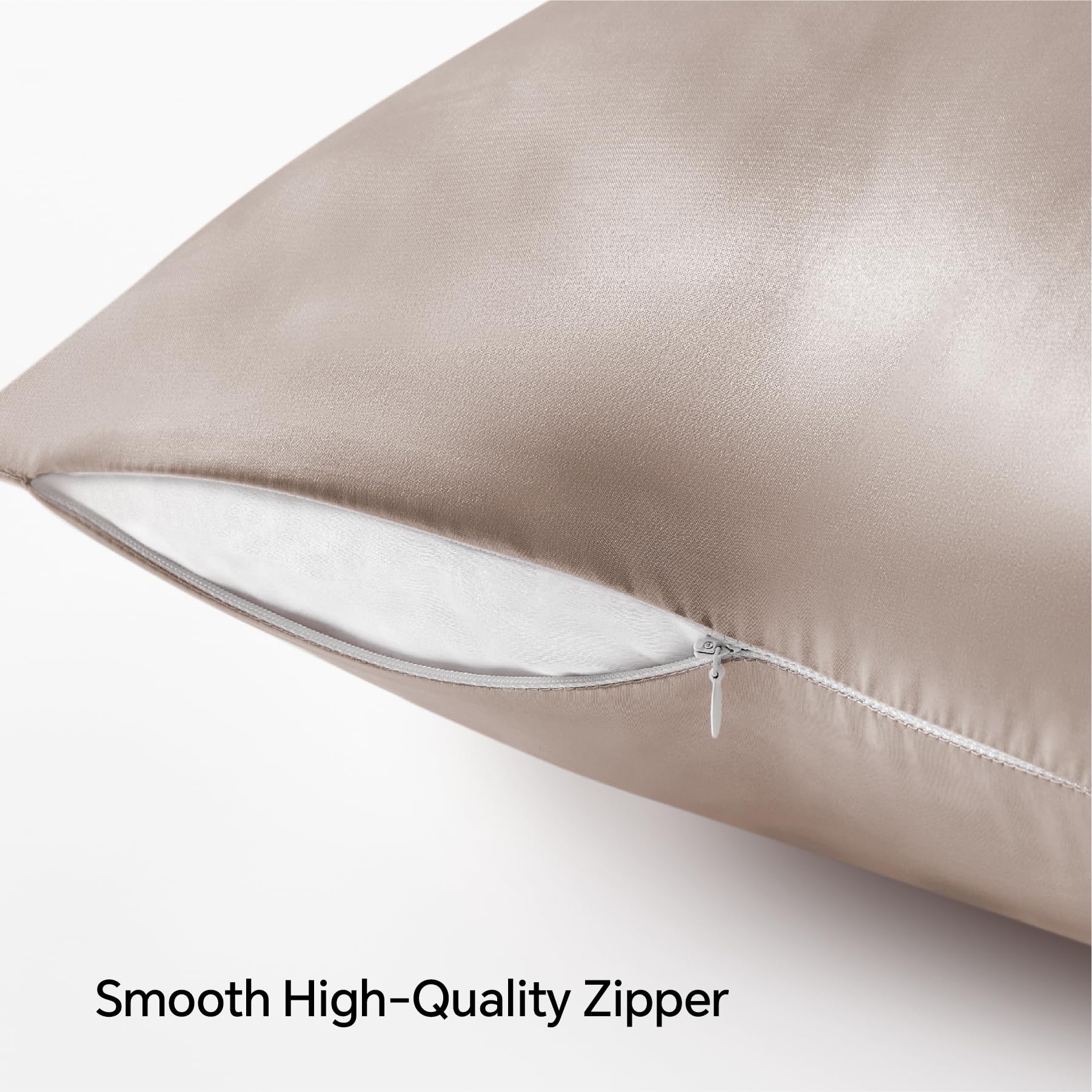 Bedelite Satin Pillowcase With Zipper, Rose Taupe Pillow Cases Queen Size Set Of 2, Super Soft And Cooling Similar To Silk Pillo