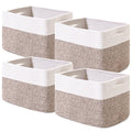ICERZCZ Storage Baskets for Shelves, Woven Storage Basket, Bins for Cube Storage, Cotton Rope Basket with Handles for Toy, Book,