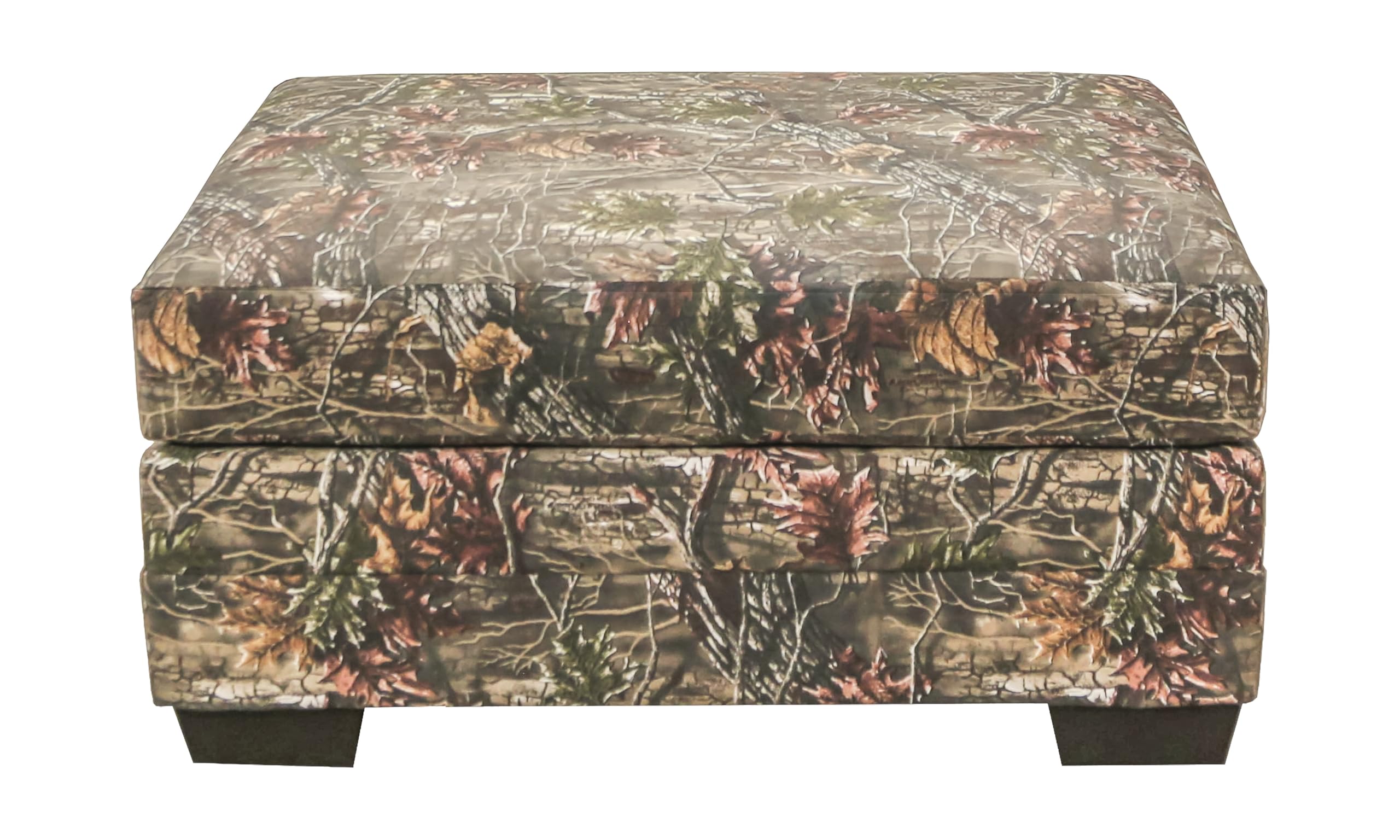 Rectangular Upholstered Ottoman in Superflauge Camo Fabric