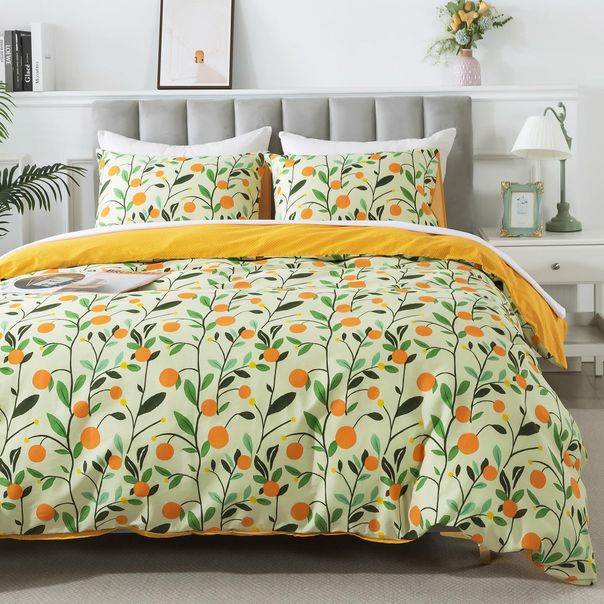 Honeilife Cotton Duvet Cover Twin- Floral Comforter Cover 2-Pc, Soft & Breathable Flower Bedding Duvet Cover Sets With Zipper Cl