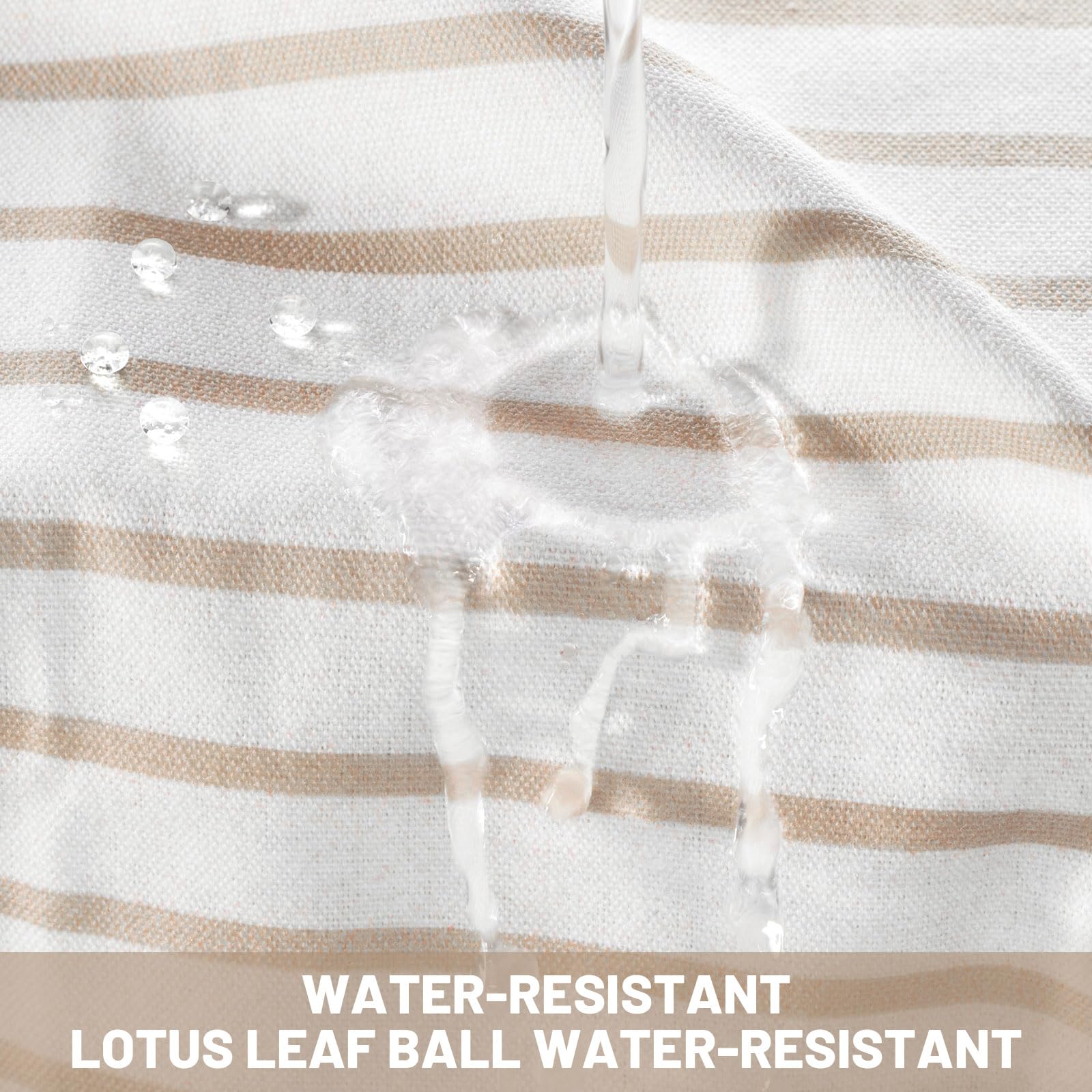 Awellife Boho Shower Curtain For Bathroom Stripe Shower Curtain 72 X 72 Inches Farmhouse Linen (Beige)