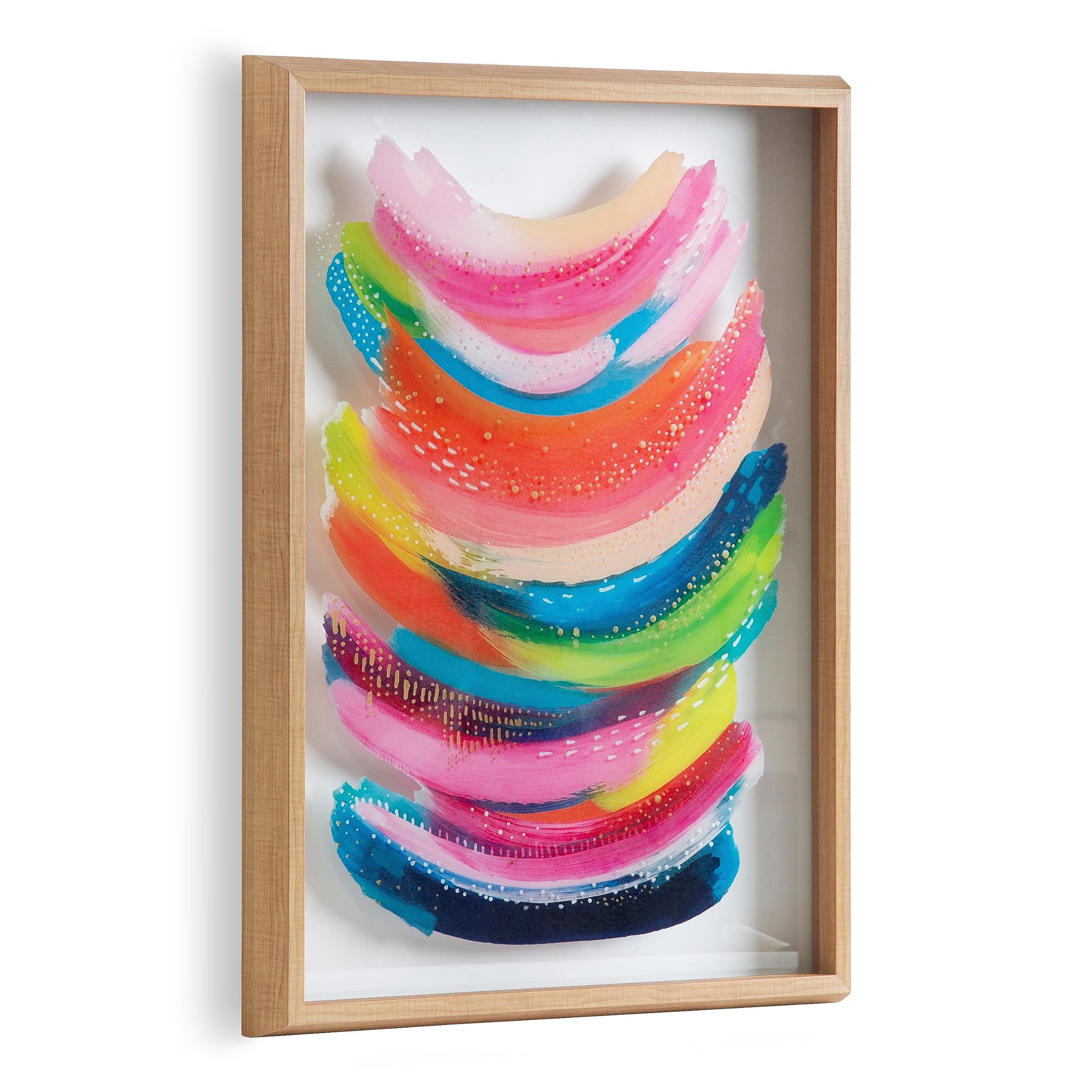 Kate and Laurel Blake Bright Abstract Framed Printed Glass Art by Jessi Raulet of EttaVee, 18x24 Natural, Beautiful Modern Glass