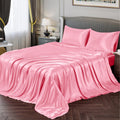 Vonty Satin Sheets Full Size Silky Soft Satin Bed Sheets Bright Pink Satin Sheet Set, 1 Deep Pocket Fitted Sheet + 1 Flat Sheet