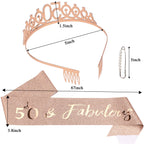 Semato 50Th Birthday Decorations 50Th Birthday Tiara Sash Kit- 50Th Birthday Gifts For Women 50Th Birthday Party Decorations (Ro