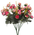 Duovlo 7 Branch 21 Heads Artificial Flowers Bouquet Mini Rose Wedding Home Office Decor,Pack of 2 (2 PCS Rose Red)