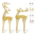 ZHANYIGY 2pc Set White Bead Gold Winding Thread String Christmas Reindeer Figurine Table Desk Decorations Glittering Xmas Holida