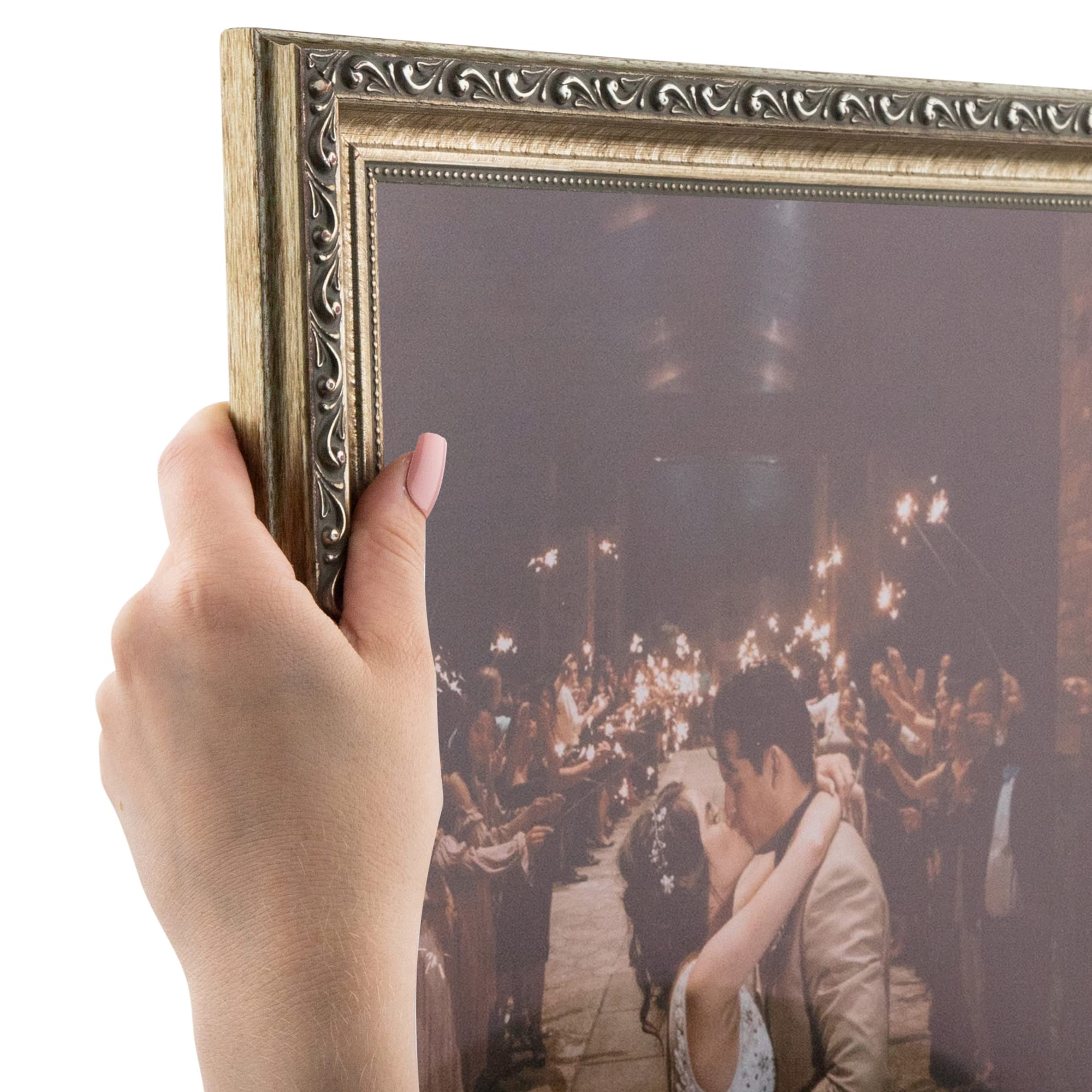 ArtToFrames 10x20 Inch Silver Picture Frame, This 1.30 Inch Custom Poster Frame is Antique Silver - Comes with Regular Glass and