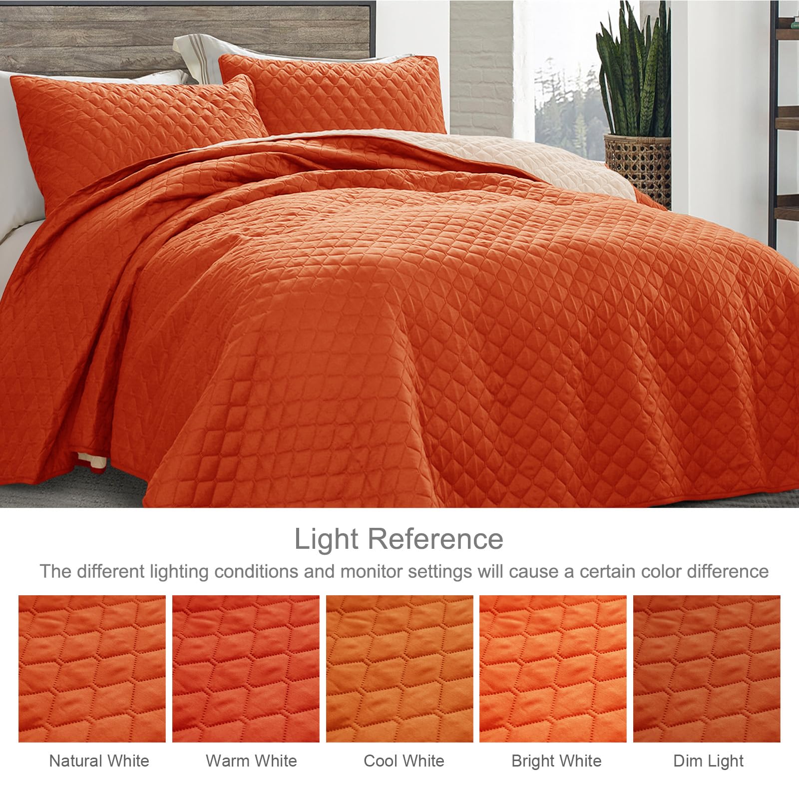 Exclusivo Mezcla Ultrasonic Reversible King Size Quilt Bedding Set With Pillow Shams, Lightweight Quilts King Size, Soft Bedspre