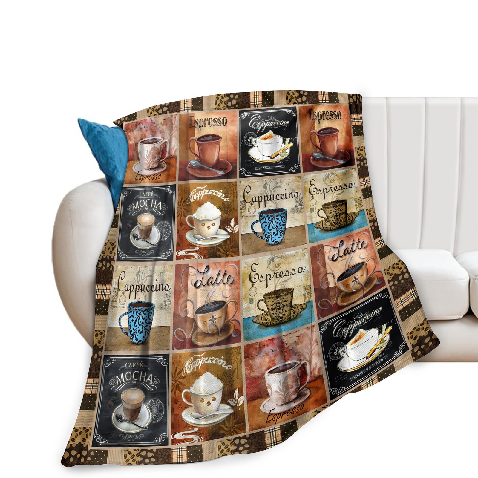 Coffee Blanket Gifts For Coffee Lovers Coffee Throw Blanket For Women Men Adults Soft Warm Cozy Fleece Blanket For Couch Sofa Be