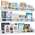 White Nursery Bookshelves,32Inch, Floating Nursery Shelves - Set Of 3 - Book Shelf Organizer For Baby Nursery Room Decor, Wall S