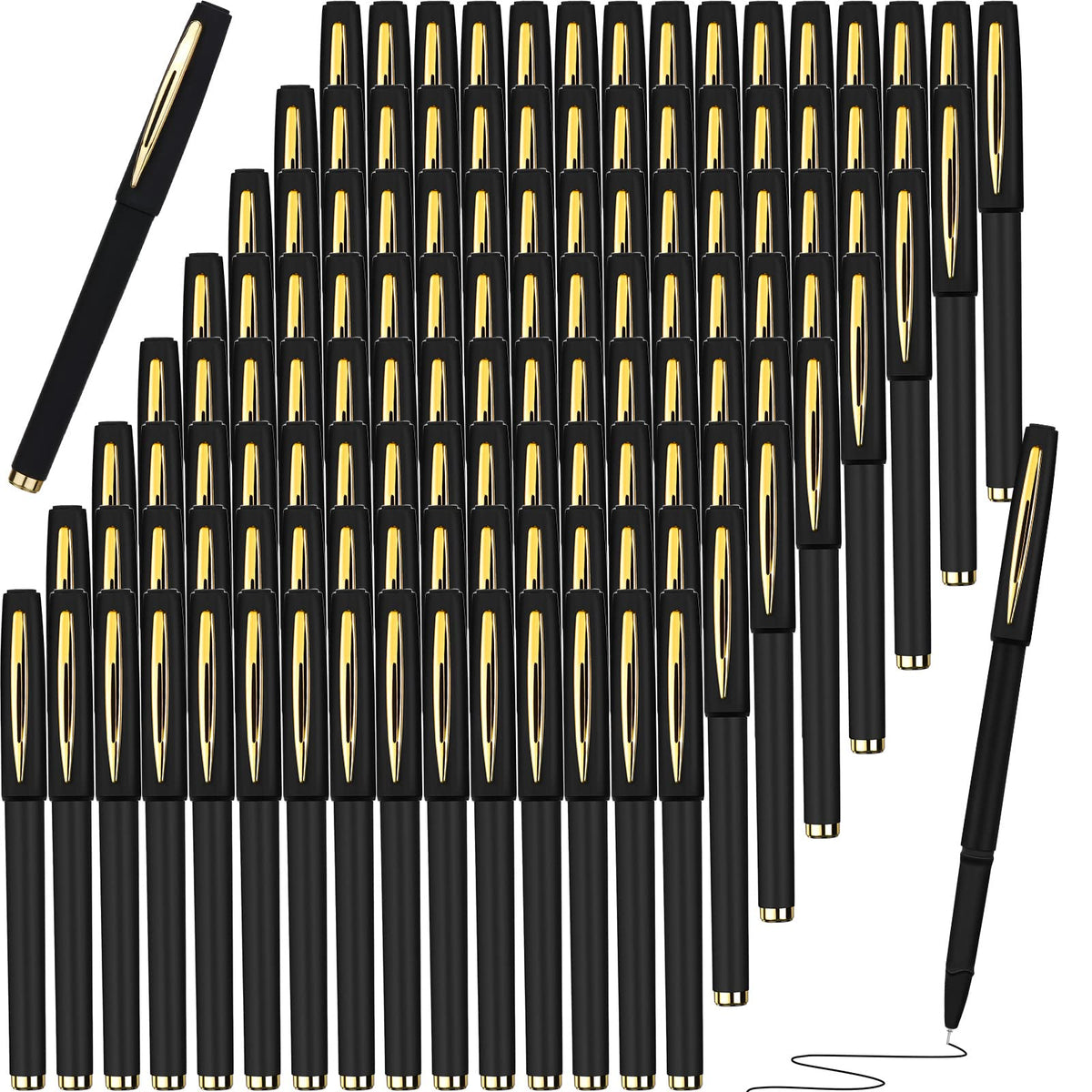 Sherr 120 Pcs Black Gel Ink Pens Rollerball Pens Bulk Black Pen Bulk Ultra Fine Point Roller Ball Pens Gel Pens For Office, Scho