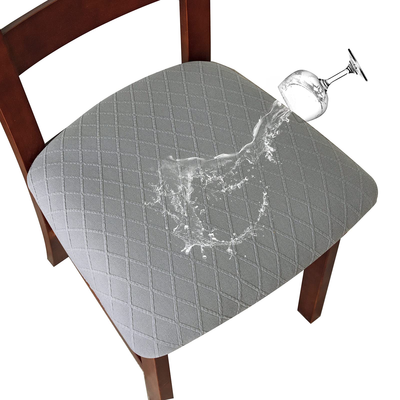 Genina Waterproof Seat Covers For Dining Room Chairs Covers Dining Chair Cover Kitchen Chair Covers (Grey, 2 Pcs)