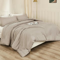Litanika Oatmeal Twin/Twin Xl Comforter Set, 2 Pieces Lightweight Solid Bedding Comforter Set, All Season Fluffy Bed Set (66X90I