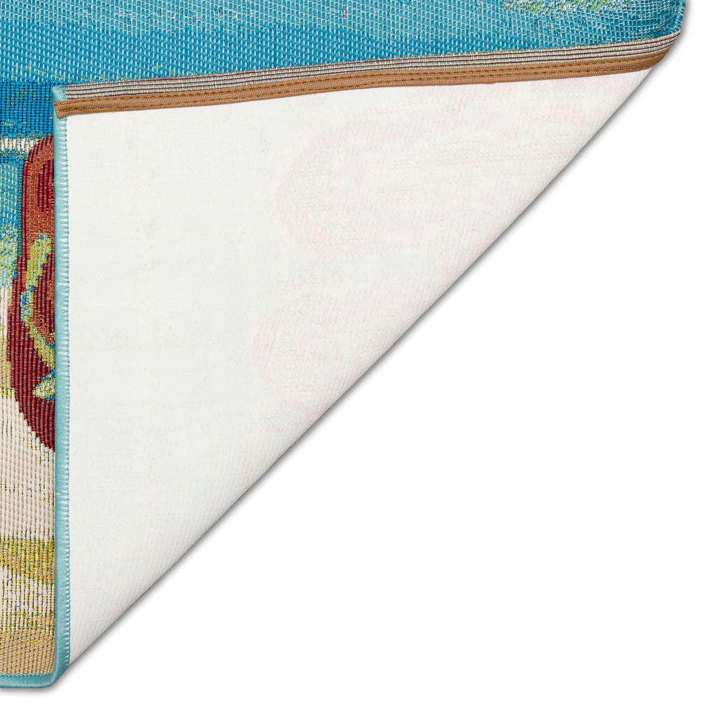 Liora Manne Esencia Machine Washable Non-Slip Low Profile Indoor/Outdoor Mat-Transitional, Coastal, Beach, Whimsical, Flip Flops Forever Blue 2' X 2'10'