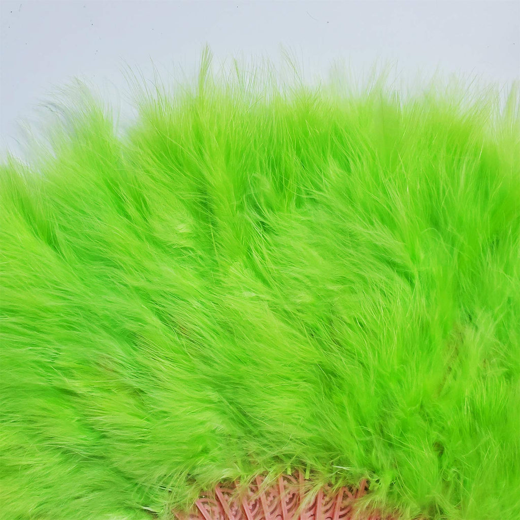 Happy Feather Handheld Marabou Feather Fan, 1920S Vintage Style Flapper Hand Fan For Costume Party And Dancing-Green