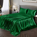 Vonty Satin Sheets Twin Silky Soft Satin Bed Sheets Green Satin Sheet Set, 1 Deep Pocket Fitted Sheet + 1 Flat Sheet + 1 Pillowc