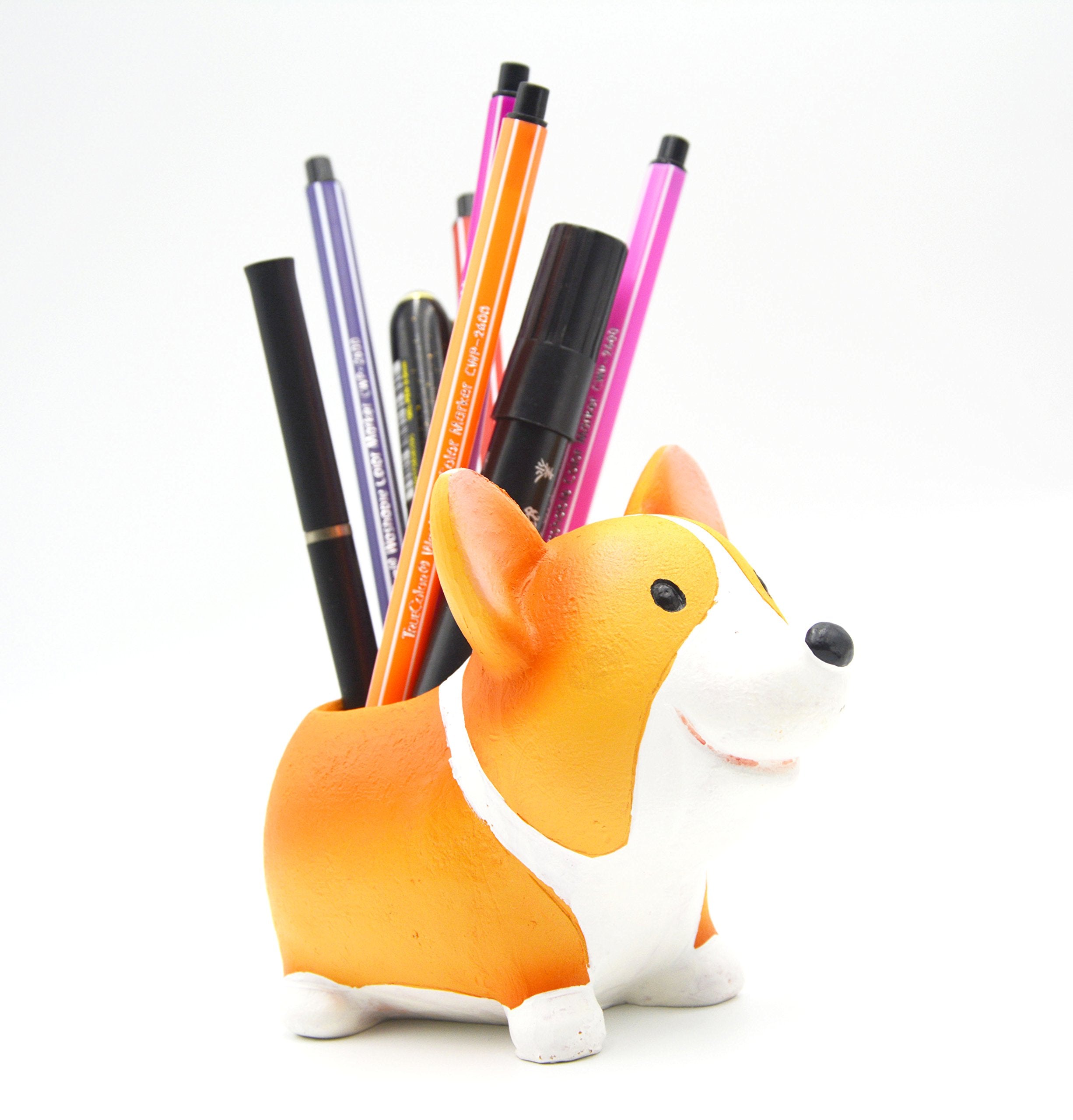 Monmob Creative Corgi Pen Pencil Brush Holder Pot Stylish Storage Container Desk Organizer Decoration Accessories Succulent Plan