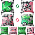 Mindsoft Valentine's Day Pillow Covers 18x18 Set of 4 Double Sided Valentines St Patrick's Day Pillow Covers Set Shamrock Heart 