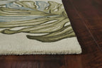 HomeRoots Wool 10' Ivory Hand Tufted Tropical Monstera Indoor Runner Rug