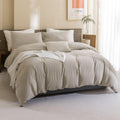 Cozytide King Bedding Set (104  90 Inch),100% Cotton Linen Feel Textured Breathable Comforter Set,3 Pieces Soft Lightweight Fluf